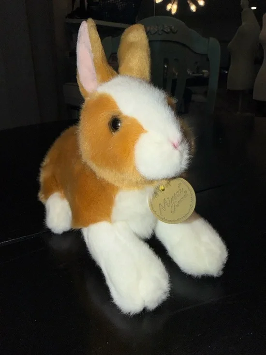 Miyoni by Aurora Plush Brown and White Bunny - Soft Small Pet Toy