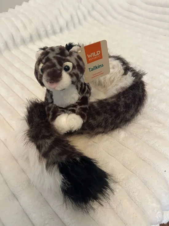 Taikins Plush Snow Leopard Tail Toy - Brown & White