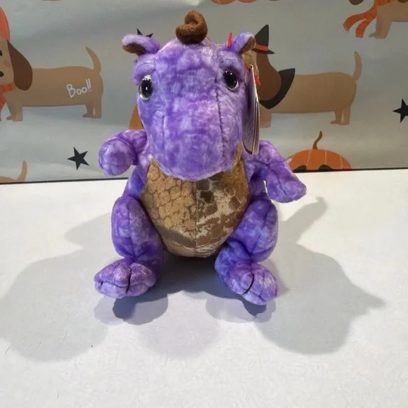 Ty Purple and Brown Plush Dragon Small Pet Toy