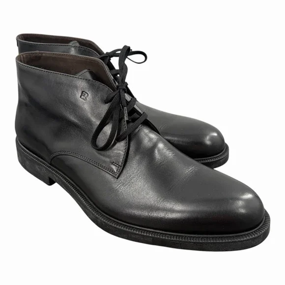 Fratelli Rossetti Mens Black Leather Chukka Ankle Boots Lace-Up Made In Italy 9M