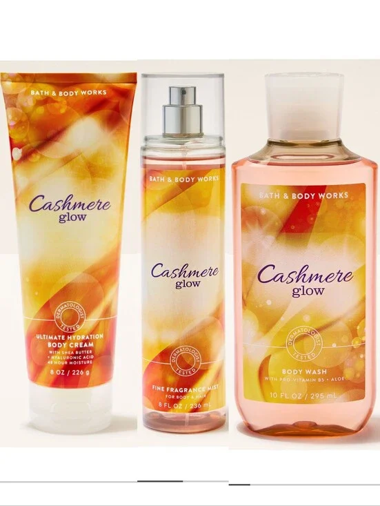 Bath & Body Works Cashmere Glow 3 Piece Body Care Set NEW Rare