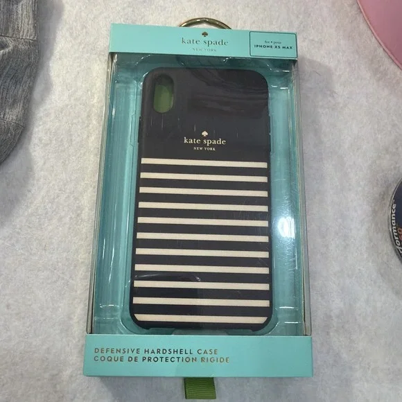 NIB Kate Spade New York Black/Cream Feeder Stripe  Case, iPhone XS‎ Max Tub24