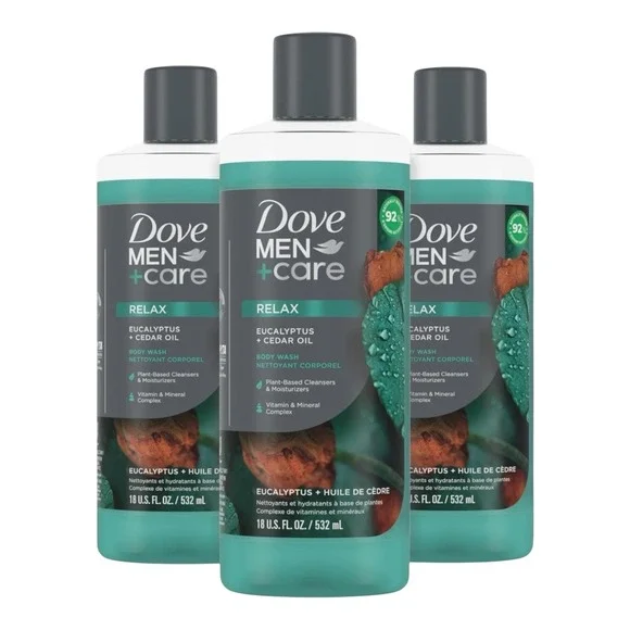 Dove‎ Men+Care - Relax Eucalyptus + Cedar Oil Body Wash (18 oz) - 3 Pack