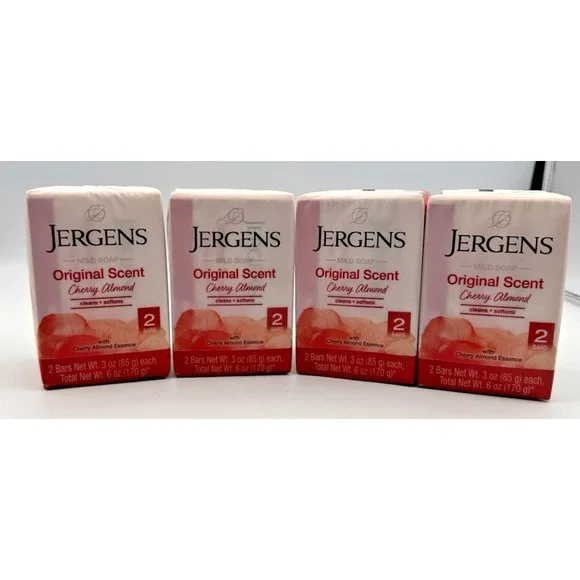 Jergens Original Scent Cherry Almond Soap‎ Bars  lot of 8  Bars 3 oz each