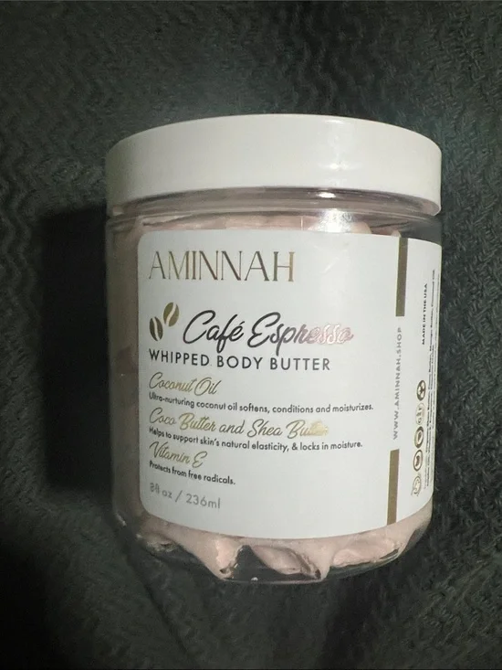AMINNAH Café Espresso Whipped Body Butter — Soft brown