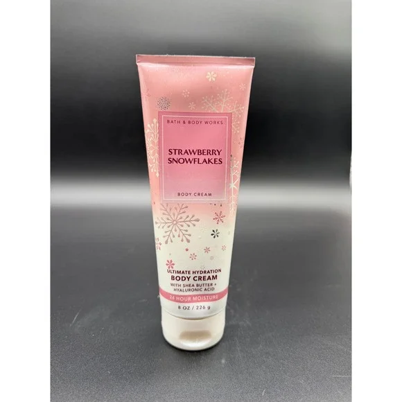 Bath &‎ Body Works Strawberry Snowflakes Ultimate Hydration Body Cream 8oz New