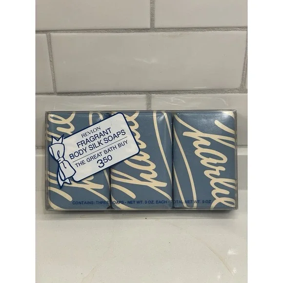 Vintage Charlie Revlon Body‎ Silk Soap Bar 3 Pack Scented Perfumed 3 oz Each