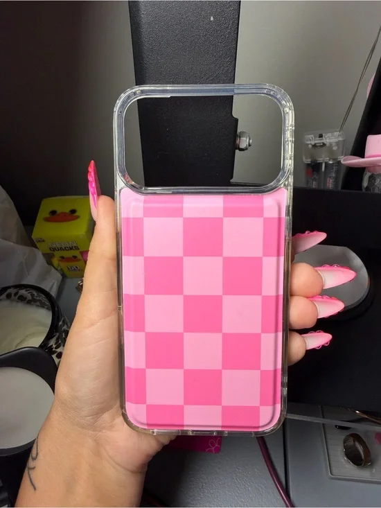 Pink Checkerboard Clear Bumper Phone Case - Unbranded