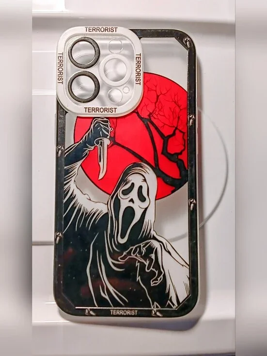 Clear iPhone Pattern Compatible with iPhone 13 Pro Max. Scream Transparent Soft