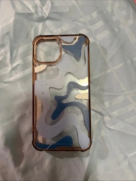 Clear Abstract Wave iPhone Case - Blue & White iPhone 12