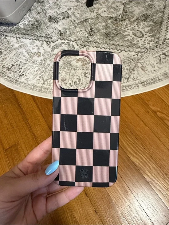 Velvet Caviar Pink and Black Checkered Phone Case