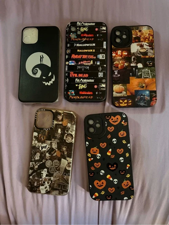 SHEIN Black Halloween iPhone 11 Case Pack with Orange & White Accents