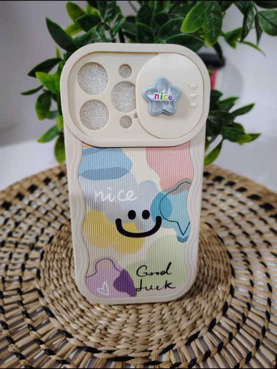 Cute Neutral Pastel 'Nice' Smiley IPhone 15 Pro Max Case