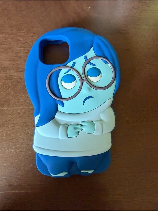 Blue Sadness Cartoon Character Silicone Phone Case