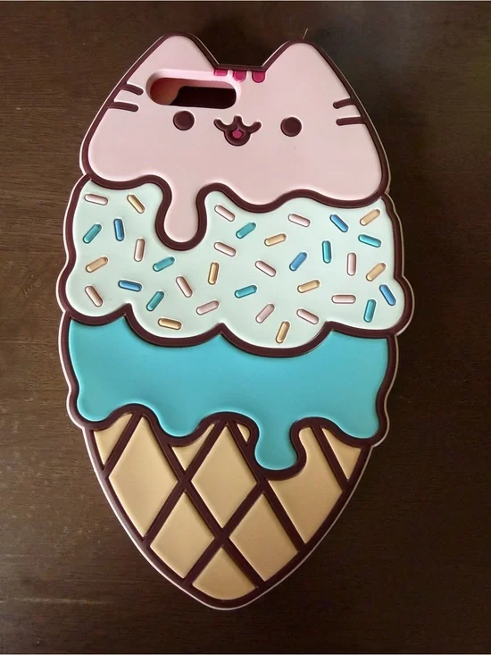 Cute Ice Cream Cone Silicone Phone Case - Pink, Teal, Cream