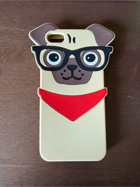 Cute Pug Dog Silicone Phone Case with Red Bandana