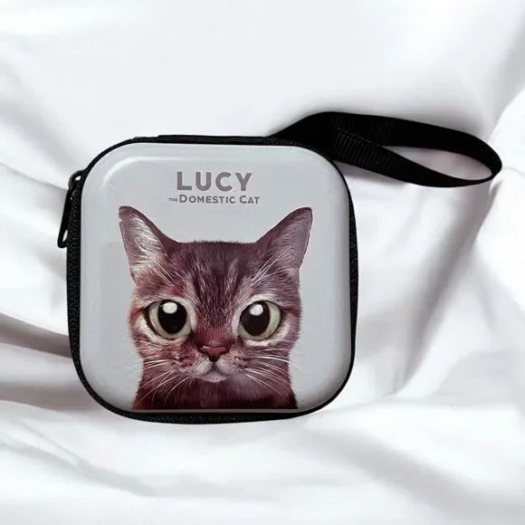 Gray Domestic Cat Zippered AirPod Or Trinket Case