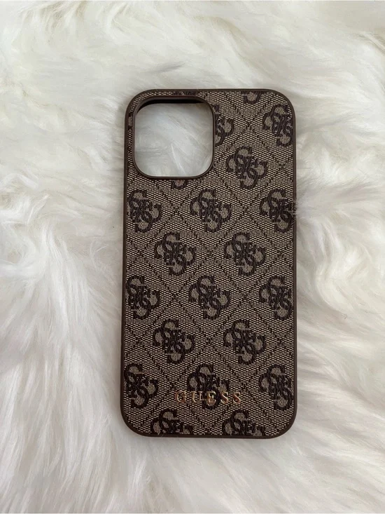 Guess Brown Monogram Logo iPhone Case