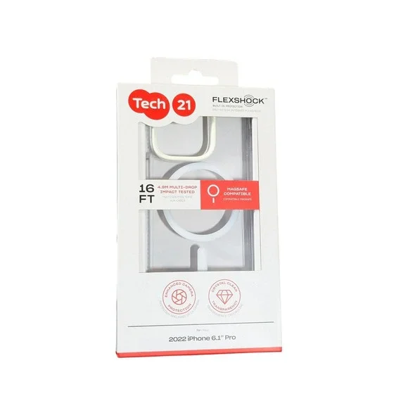 G7O. Tech21 Flexshock EvoCrystal Magsafe Case for iPhone 14 Pro - Clear / White‎