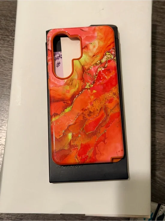 Galaxy S26 Ultra Vibrant Orange Marble Protective Phone Case -