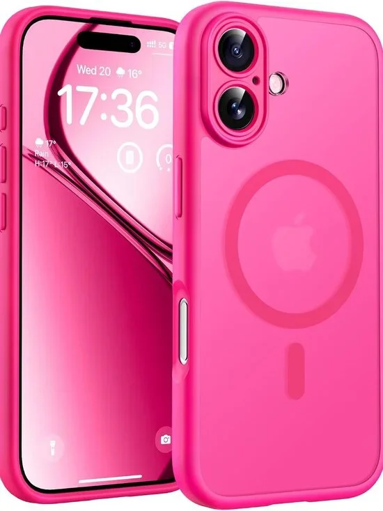iPhone 17 Case MagSafe Compatible Full Camera Protection Matte Hot Pink