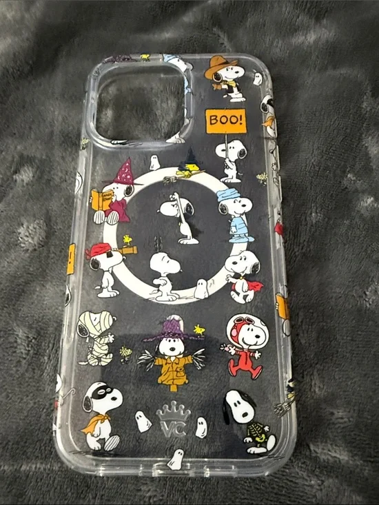 Clear Snoopy Halloween iPhone Case with Colorful Characters