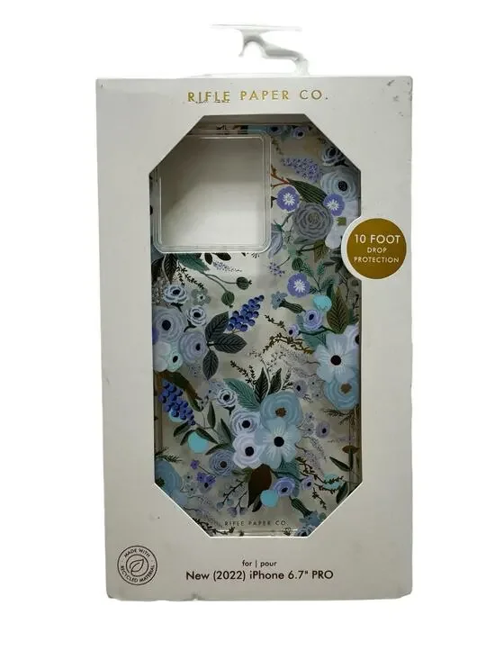 RIFLE PAPER CO *NEW* Clear Garden Party Blue Case for Apple iPhone 14 PRO 6.7
