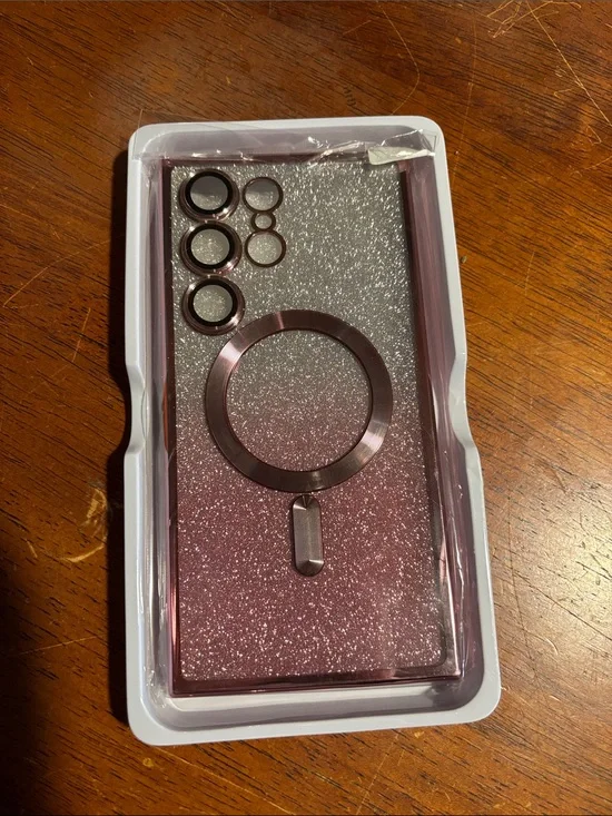 Sparkle Ring Phone Case with Magnetic Ring - Pink Samsung 6.8”