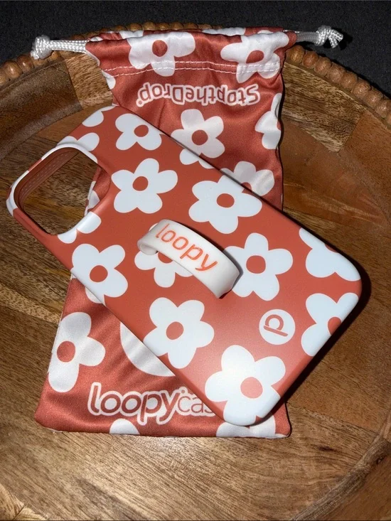 Loopy Case Coral Floral iPhone 13 Pro Case with Matching Pouch