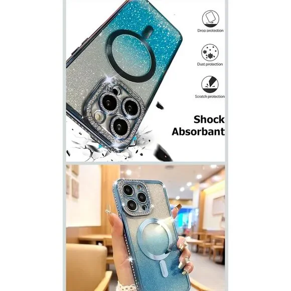 Compatible with iPhone 14 Pro Max Magnetic Glitter Case, Compatible with MagSafe