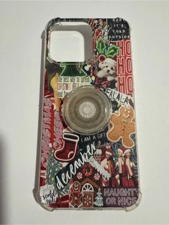 Festive Christmas Collage Phone Case with Clear Ring Grip. iPhone 15 Pro Max.