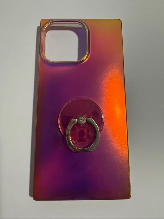 Gradient Purple-Orange Phone Case with Built-In Ring Holder. iPhone 15 Pro Max