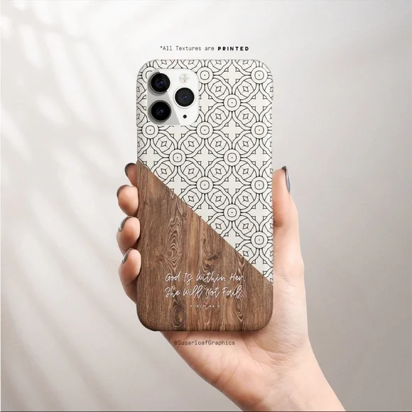 iPhone 12/12 Pro Tough Matte Case Tile Pattern Boho Bible Verse Christian