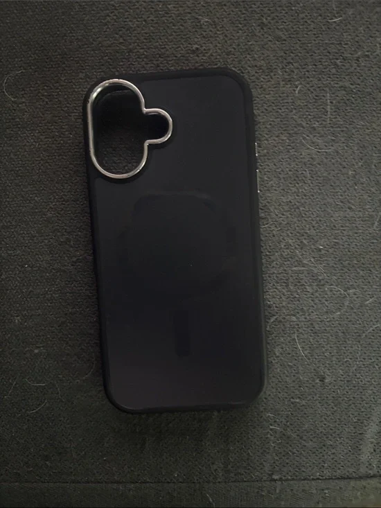 MagSafe-Compatible Black Phone Case with Chrome Camera Accent
