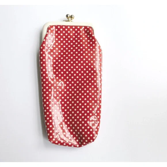 Vintage Red And White Polka Dot Vinyl Case For Eyeglasses, Cigarettes, Or Change