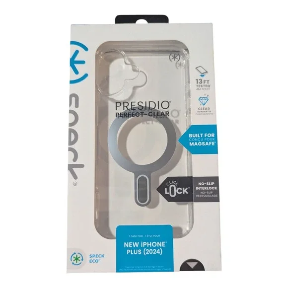 B8-U Speck Presidio Perfect-Clear‎ Click Lock MagSafe Case Apple iPhone 16 Plus