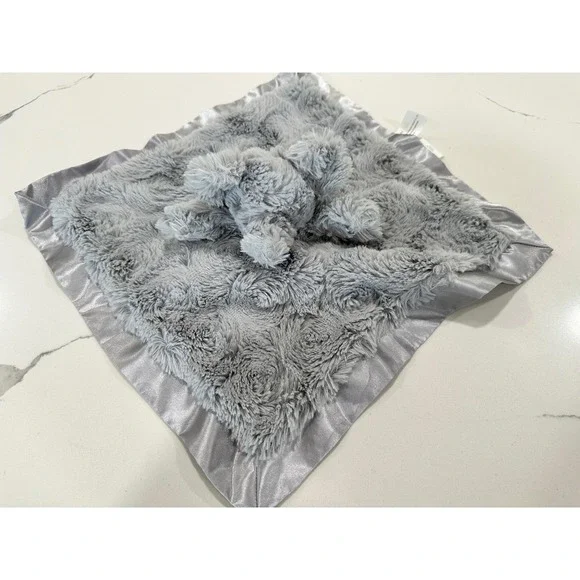 Cloud Island Gray Elephant Security Blanket Plush Lovey Satin Trim