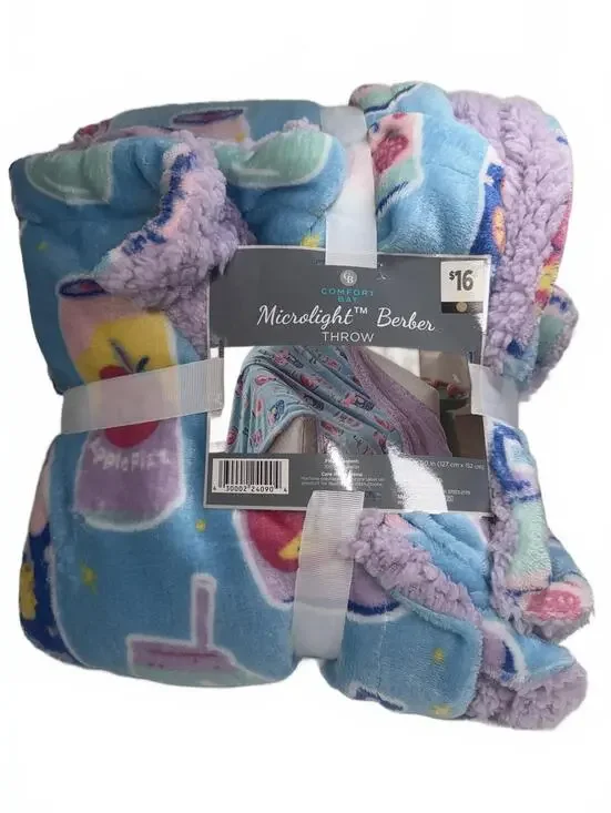 New Comfort Bay Microplush Sherpa Throw Blanket Tropical Drinks 50
