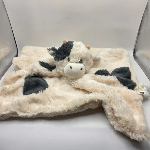 Kellytoy Squishmallows Cow Baby Security Blanket Plush Lovey Black White Cream‎