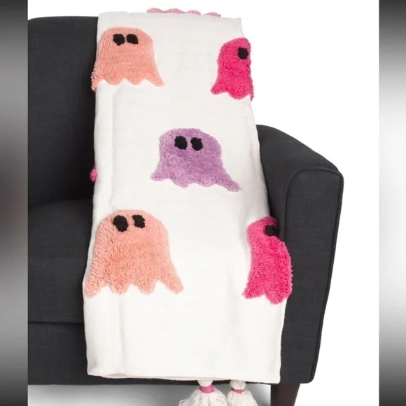 Rachel Zoe Colorful Pastel Ghost Throw Blanket TikTok Viral Halloween Tassel NWT