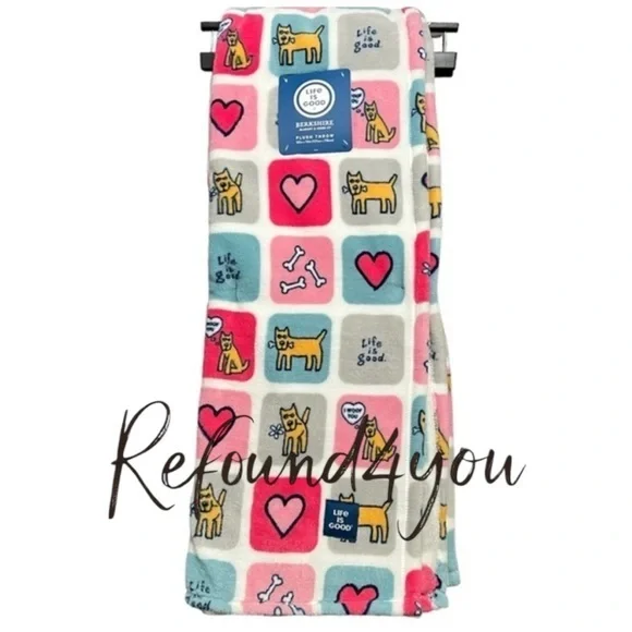 Life Is Good - ‘I Woof You’ plush throw. 50 x 70”. NWT. Firm!