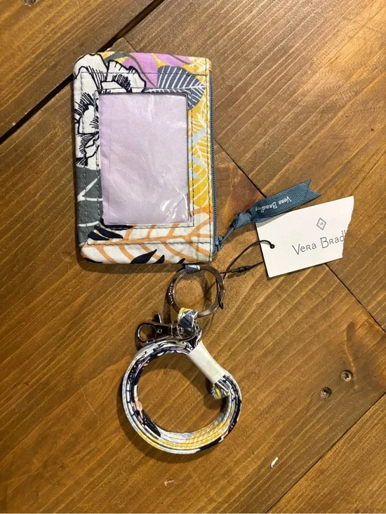 Vera Bradley Lavender Floral ID Holder with Wristlet Key Ring