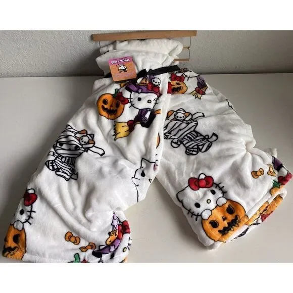 2 Pack Hello Kitty Halloween Throw Blanket Witch Broom Ghost Mummy Pumpkin‎ NEW