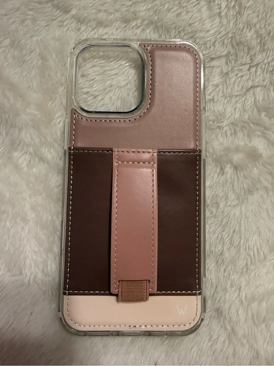 Dual-Tone Pink & Brown Phone Case with Card Pocket