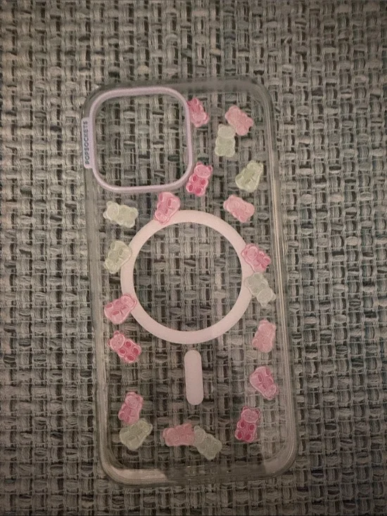 Clear Pink & Green Gummy Bear MagSafe Phone 16 pro max Case
