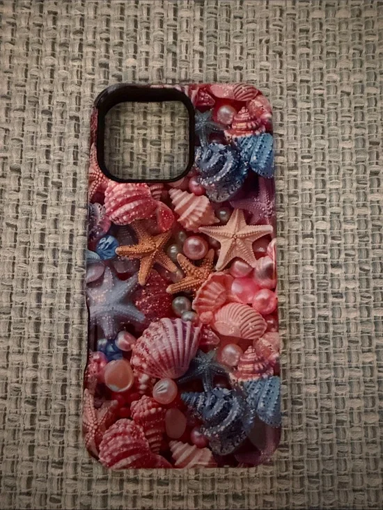 Stylish Seashell Pattern Phone 16 pro max Case - Pink & Blue