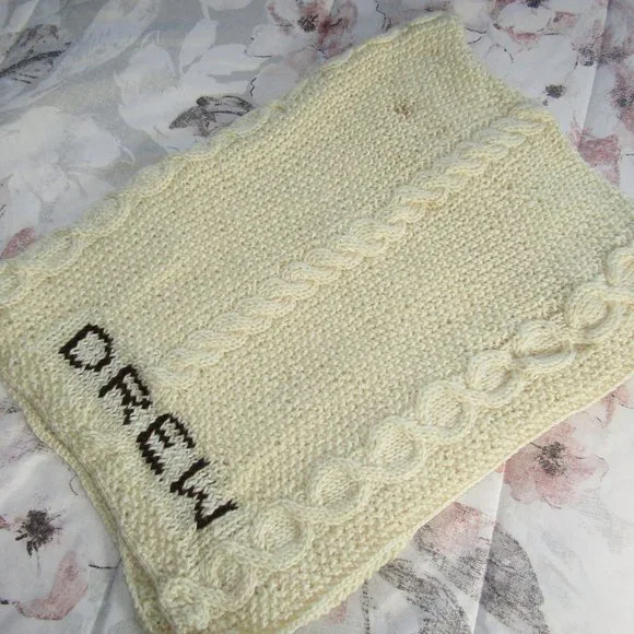 Handmade Knit Crocheted DREW Throw Personalized