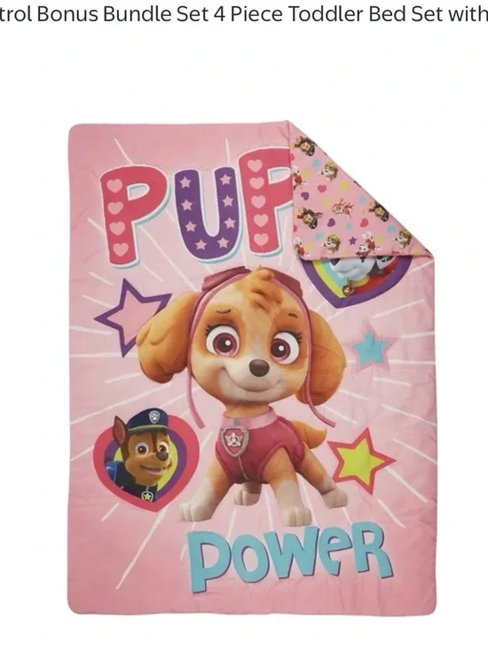 Paw Patrol Toddler Bed Blanket Only “Pup Power”  Pink Graphic Design Lightweight
