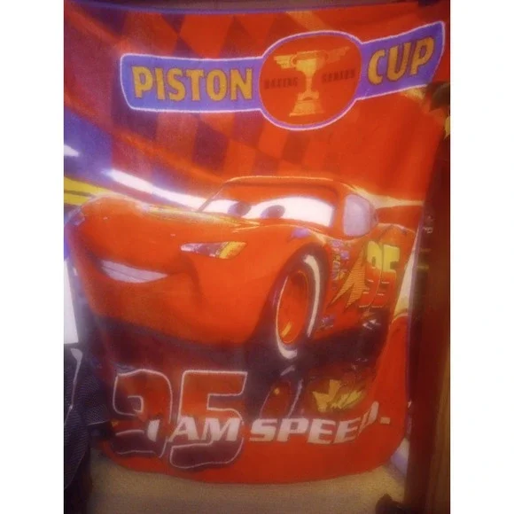 Vtg Disney Pixar Cars Lightening McQueen Throw Blanket 45x60 Piston Cup‎ Fleece