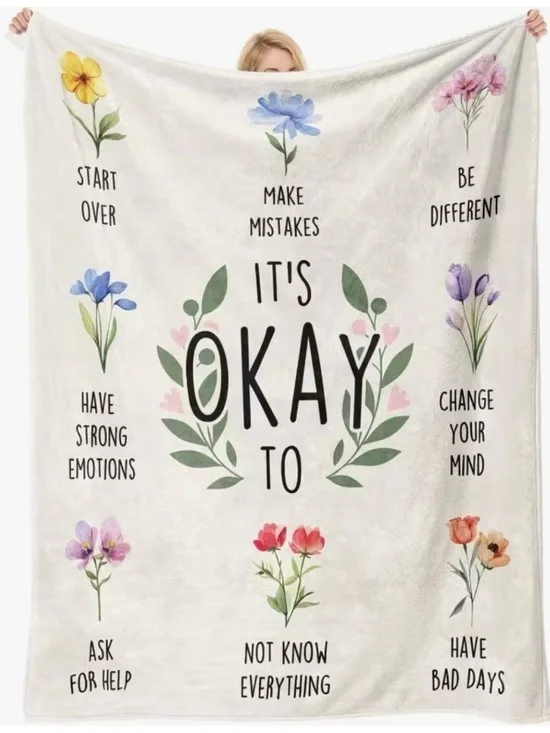 It's Okay Inspirational Floral Throw Blanket ‼️Free with 2 or More Item Bundle‼️